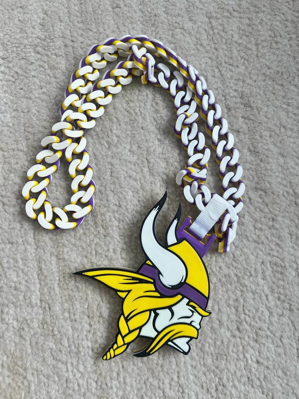 3d Printed Minnesota Vikings Hype Chain - White, Purple, Yellow